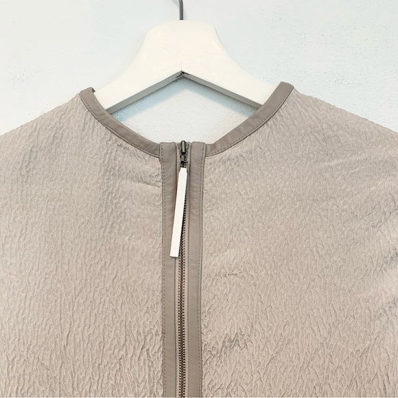 Helmut Lang Textured Silk High-Low Top with Leather Trim  size P - Picture 6 of 10